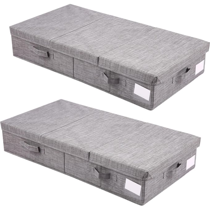 Opbergdoos met deksels Opvouwbare kast Deken Speelgoed Stoffen opbergcontainers 2 pack grijs