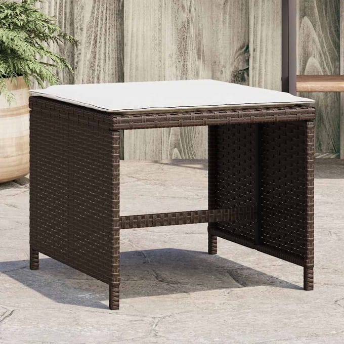 vidaXL - Tuinkrukken - 4 - st - met - kussens - 41x41x36 - cm - poly - rattan - bruin