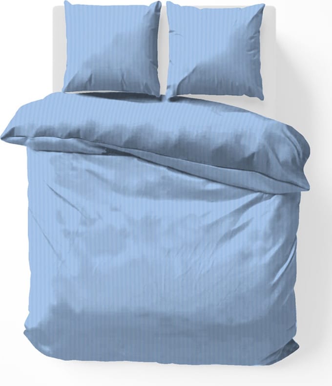 iSleep Satijnstreep Kussensloop - 60x70 cm - Licht Blauw