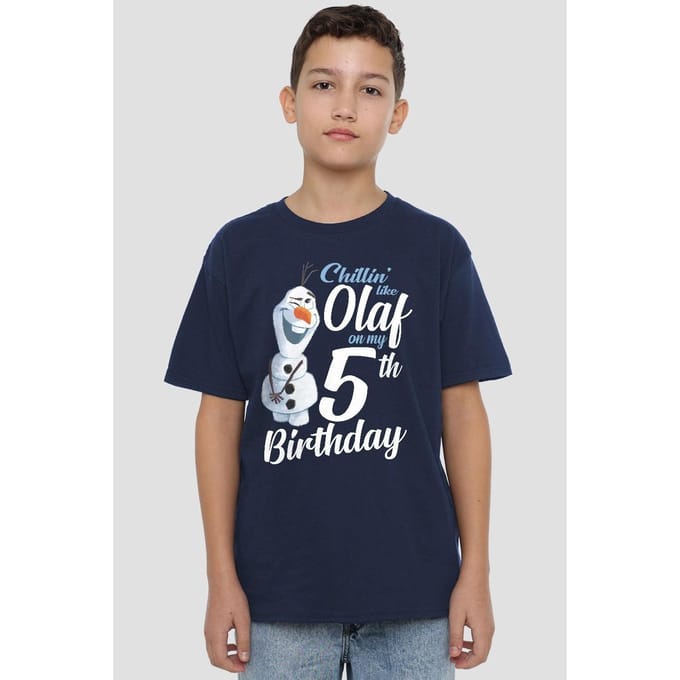 Frozen Kinderen/Kinderen Chillin Like Olaf 5e Verjaardag T-Shirt (Marine)