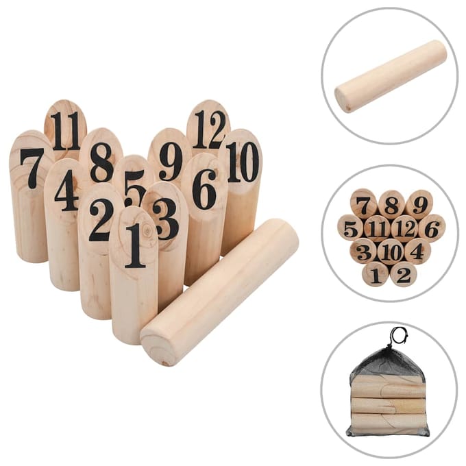 vidaXL Nummer Kubb spelset hout