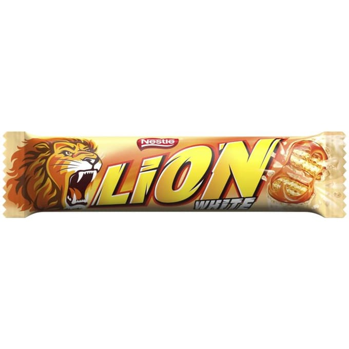 Lion Witte Gevulde wafel met karamel en tarwevlokken in witte chocolade 42 g