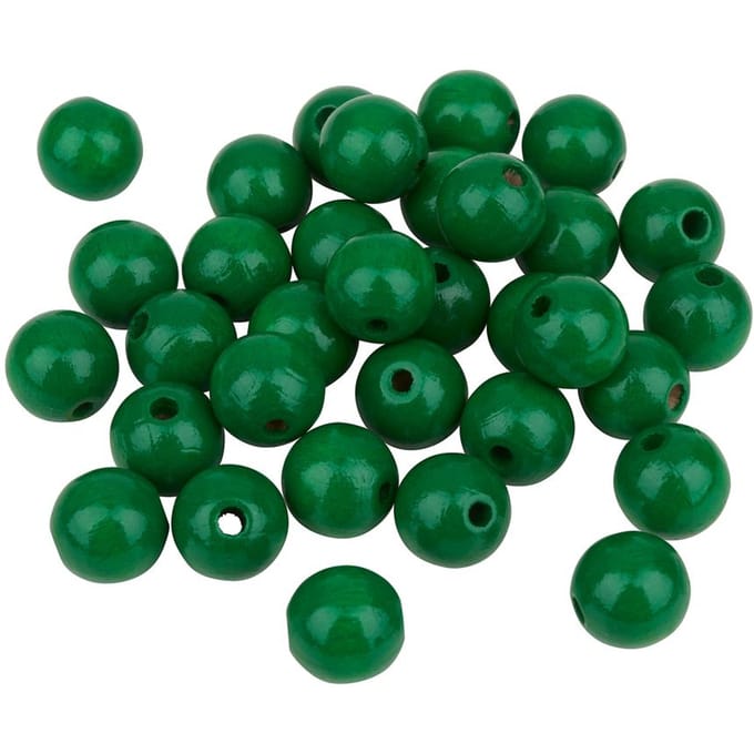 Houten kralen, Ø 12 mm, 30 stuks - Groen