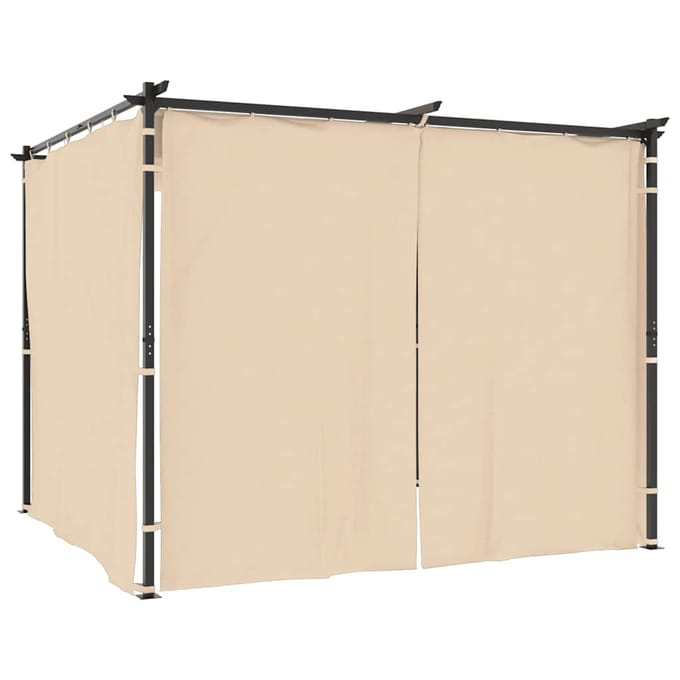 vidaXL - Prieel - met - gordijnen - 3x3 - m - staal - crème