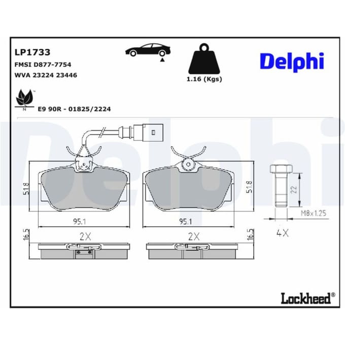 Remblokset DELPHI LP1733, achter
