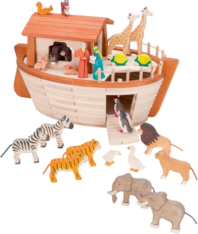 HOLZTIGER Houten Speelgoed - Ark Van Noah - 75X47X43,5Cm - Handgemaakt
