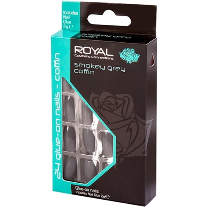 Royal Kunstnagels Smokey Grey Coffin - 24 stuks.