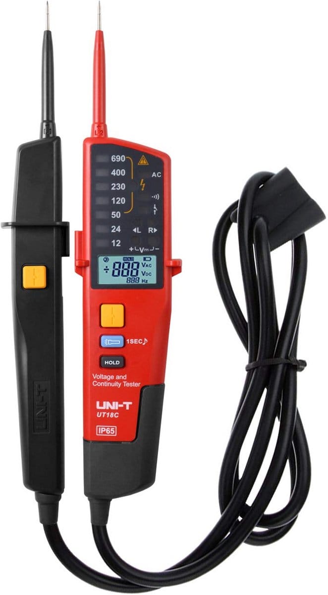 Professionele Spanningstester en Continuïteitsmeter met LED Indicatie - CAT IV 600V