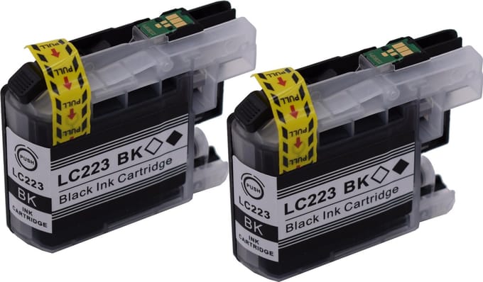 KATRIZ® huismerk inkt voor|brother LC223BK |20ml | ( 2stuks) - Met chip