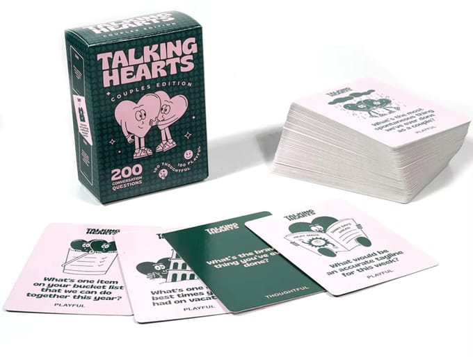Talking Hearts Couples Edition – 200 Conversation Starter Cards for Couples | Fun & Deep Relationship Game