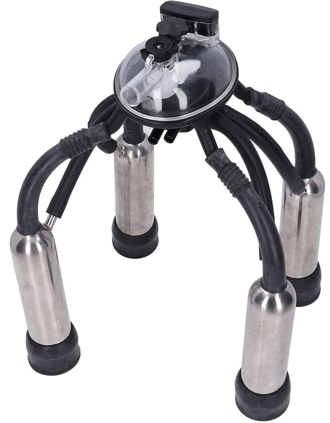 Melkmachine Melkklauw - Melkbeker Cluster - Efficiënt Melken - Roestvrij Staal - 4.52 Lb - Zilver