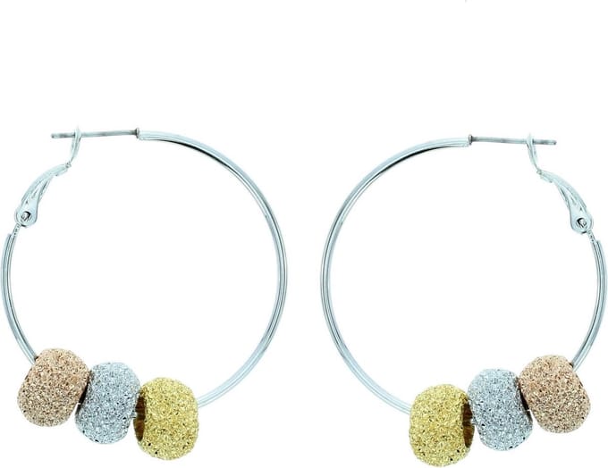 Behave - Dames oorringen tricolor kralen glanslook feestelijk 3,5 cm