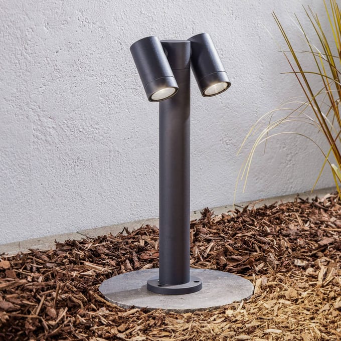 PRIOS - Sokkellamp - 2lichts - Aluminium, glas - H: 45 cm - GU10 - antraciet