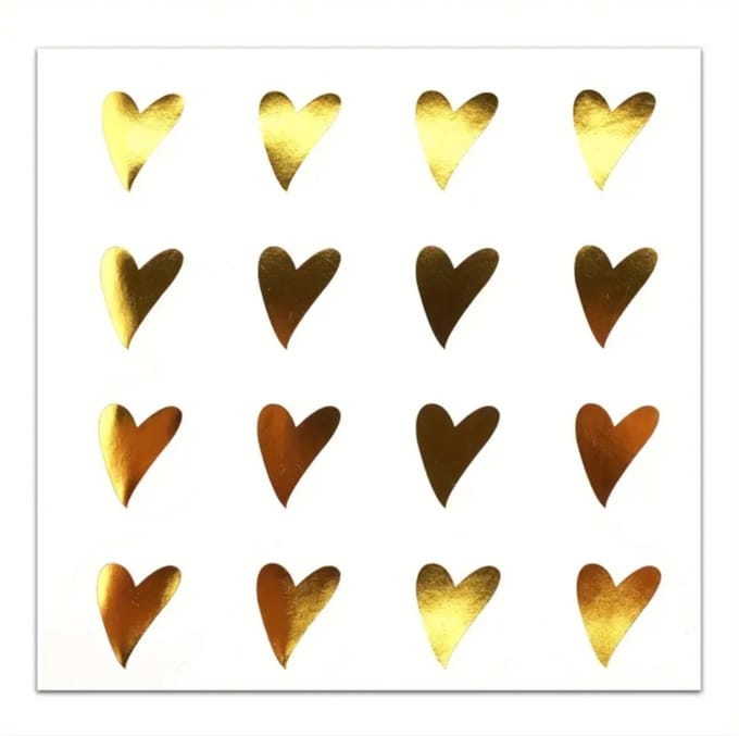 48 stickers gouden hart - trouwen - liefde - trouwkaart - sluitzegel - sluitsticker envelop