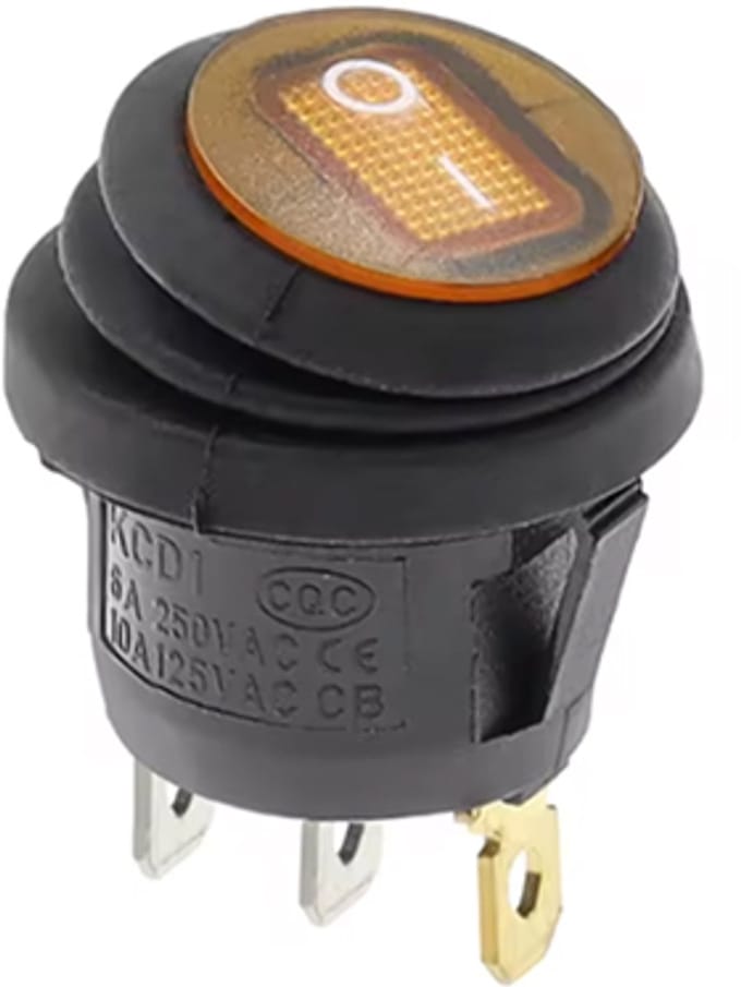 KCD1- Waterdichte ronde tuimelschakelaar 25 mm SPST 250V
