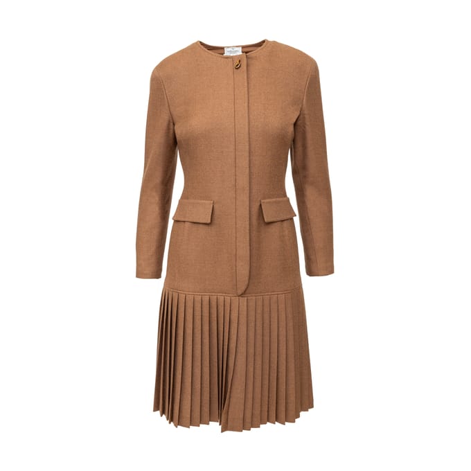 Valentino Boutique Plissé Wol Jurk - '90s