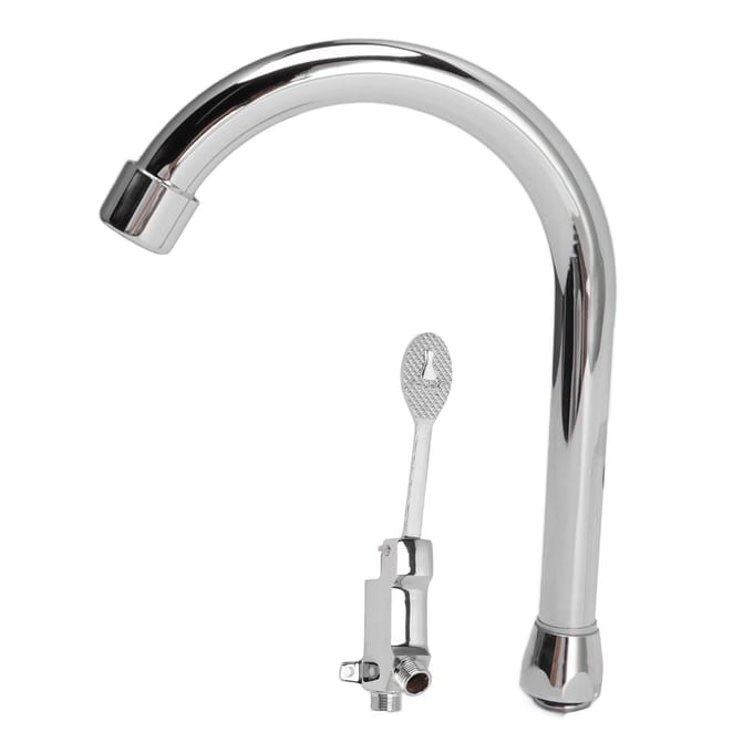 Voetpedaal Kraanset RVS Handsfree Zilver Contactloos Vloermontage Voetbediening Water gray
