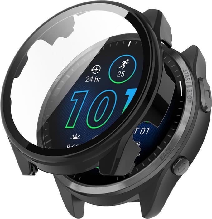Watch case screenprotector - hoesje - geschikt voor Garmin Forerunner 265 - zwart