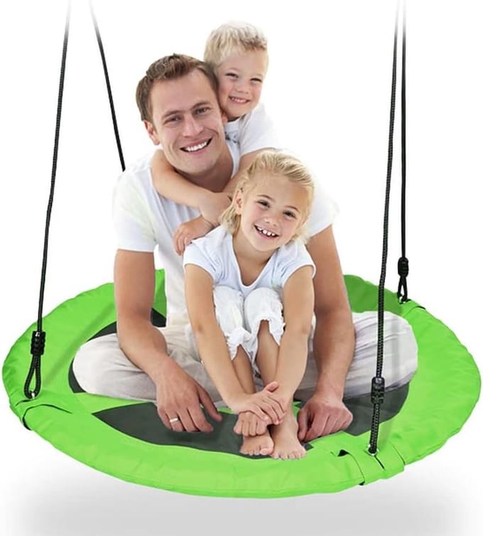 Schommelbank Vogelnest - Net Schommel - Buiten Spelen - Extra Groot Ontwerp - 100 cm Diameter - Groen