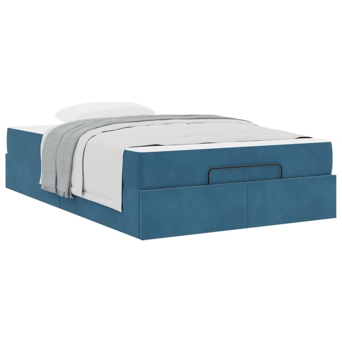 vidaXL - Bedframe - met - matras - 2 - st - Blauw - Fluweel