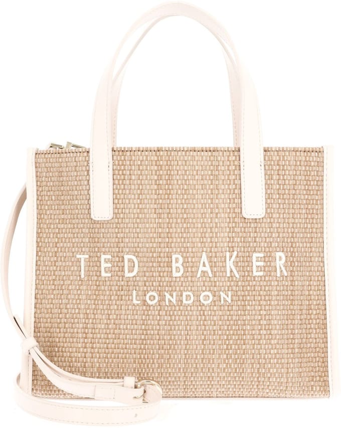 Ted Baker handtas schoudertas Paolina Faux Raffia Small Icon Bag Ivory beige