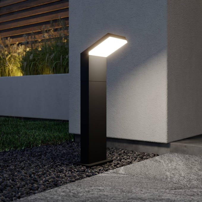 Arcchio - LED buitenlamp - 1licht - aluminium, polycarbonaat - H: 60 cm - donkergrijs, wit - Inclusief lichtbron