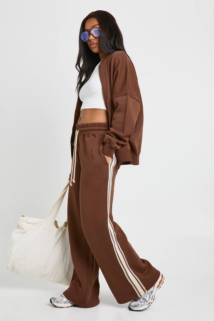 boohoo Dames Bomber Sweatshirt met doorlopende rits | Chocolate | Maat: XS