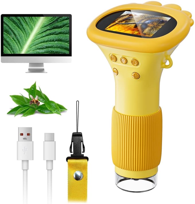 Unyqoos® Educatieve digitale microscoop met 1000x zoom en draagbaar ontwerp voor kinderen