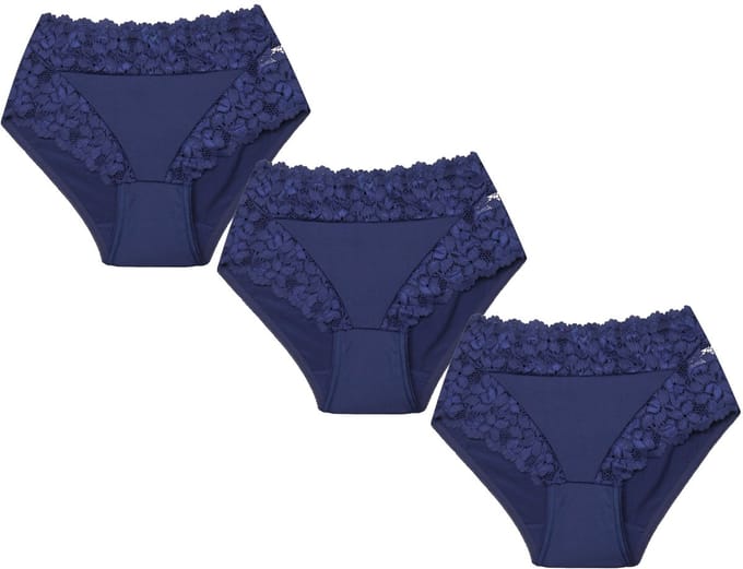 3-Pack Dames tailleslips JC met kant H805 Marine - maat L