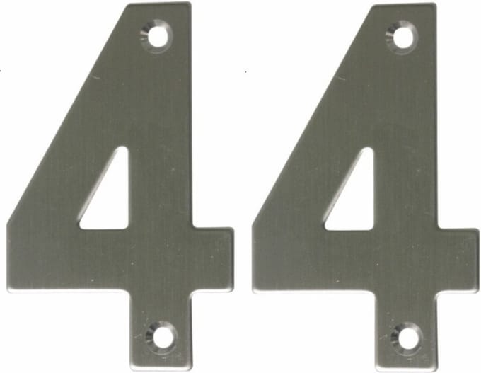 AMIG Huisnummer 44 - massief Inox RVS - 10cm - incl. bijpassende schroeven - zilver
