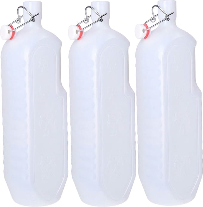 CM beugelfles/weckfles - 3x - wit - kunststof - 2 liter - Waterfles - Met handvat - Grote container