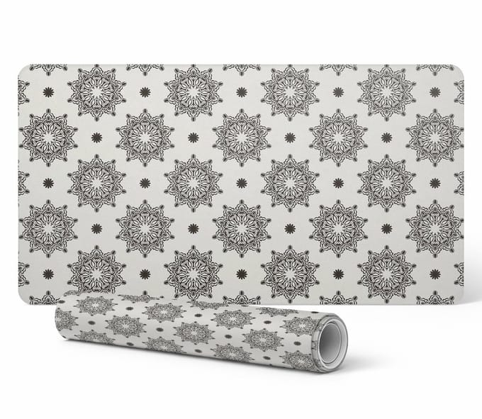 Antislip bureauonderlegger met symmetrische mandala-print 120x60 cm