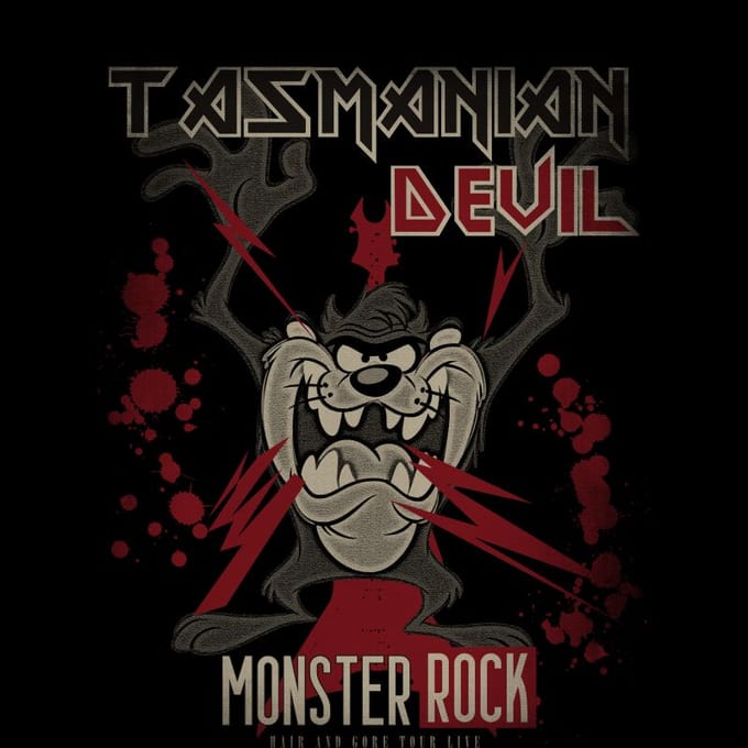 Looney Tunes Tasmanian Devil Monster Rock T-shirt - Zwart - M