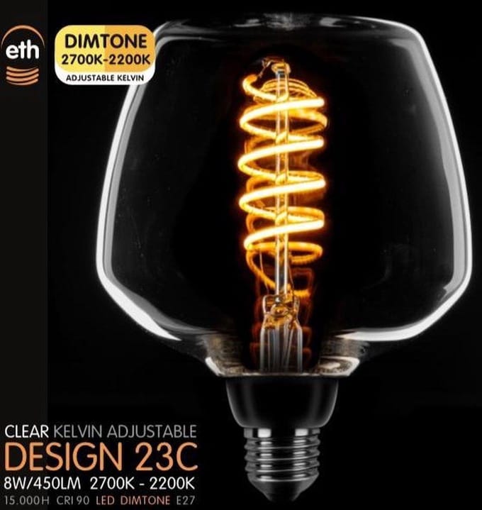 Deco Led spiraal 23C E27 8W dimtone van 2700K naar 2200K Helder