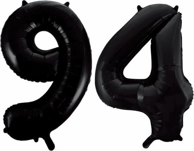 Folieballon 94 jaar zwart 86cm