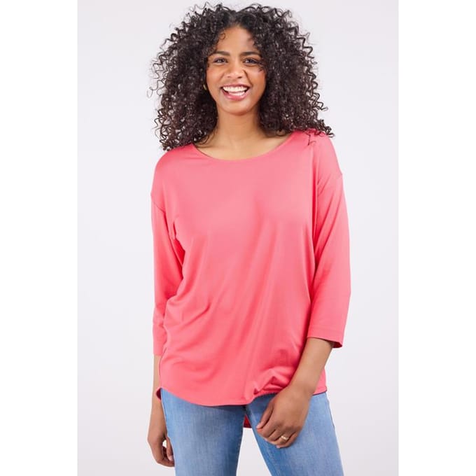 DIDI Dames Loose tee crew 3/4 sleeves Geranium rose maat 40