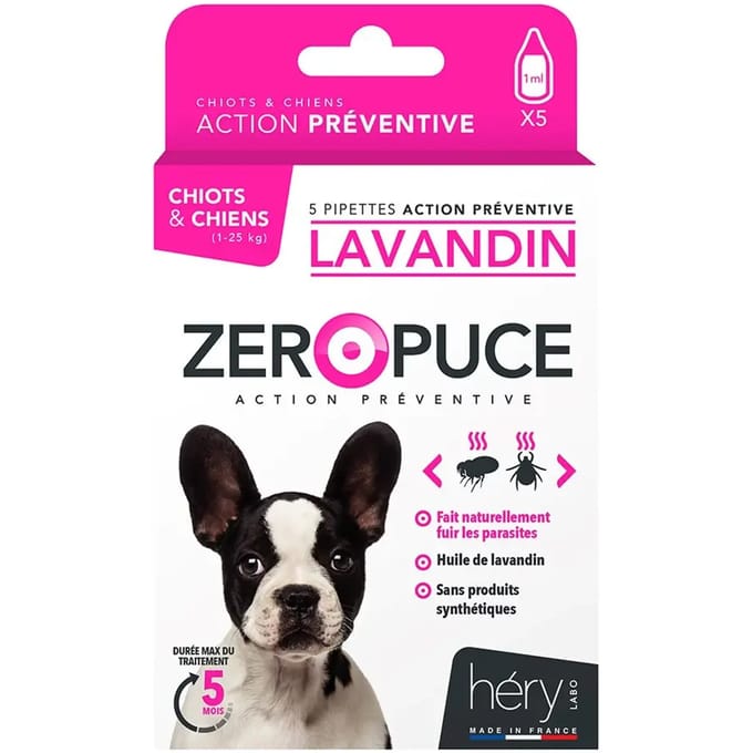 Ongediertebestrijding voor honden Héry Pipet Lavand (x5)