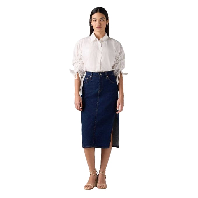 Levis Midi-rok met zijsplit voor dames (Blauwe steen wassen)