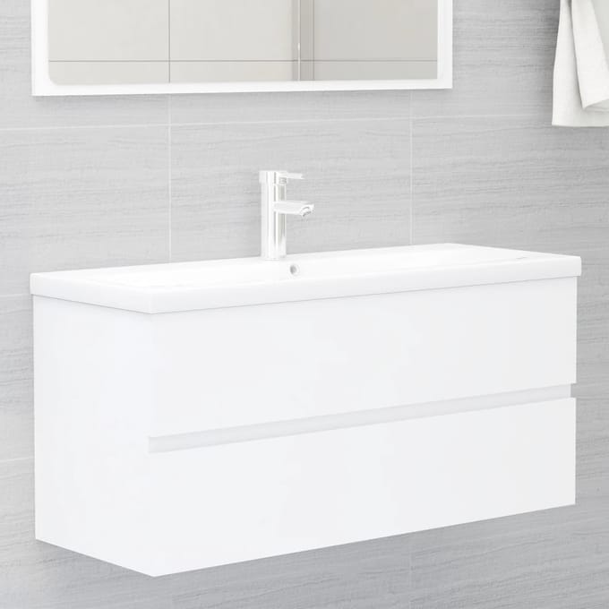 vidaXL - Wastafelkast - 100x38,5x45 - cm - bewerkt - hout - wit