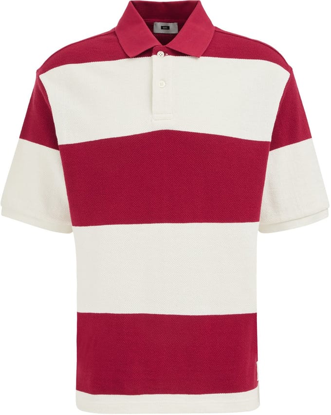 WE Fashion Heren loose fit polo met streepprint