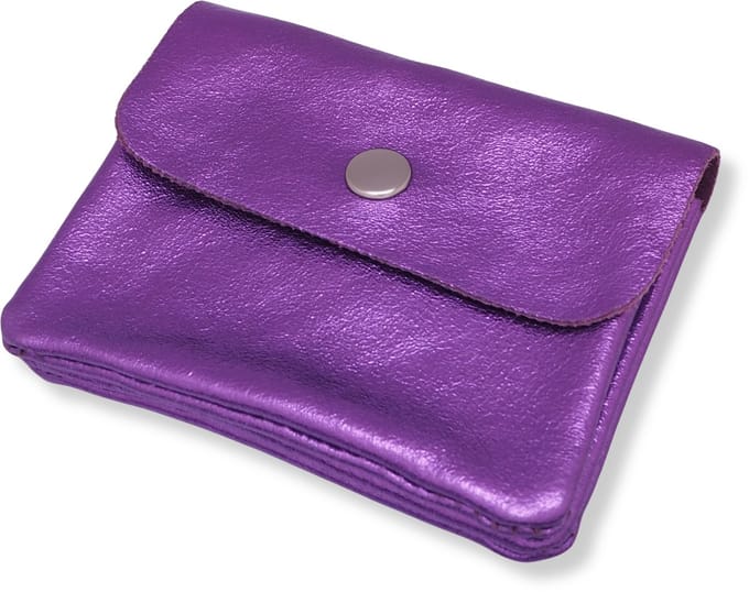 Bijoutheek Portemonnee Leer Italiaans Metallic Paars