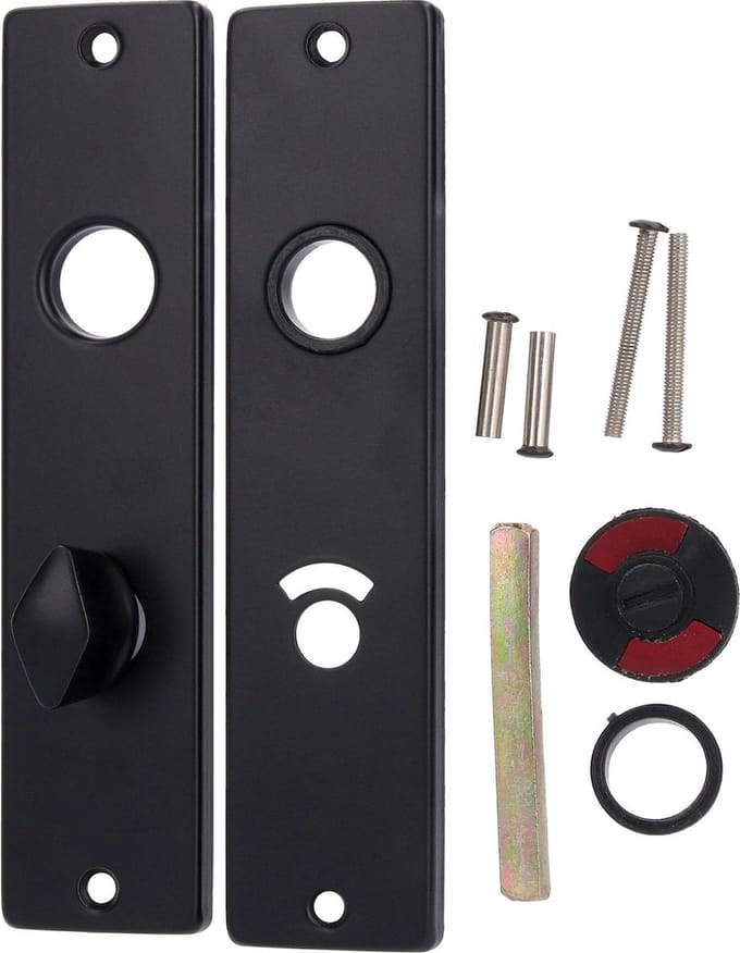 Deurgarnituur Wc - Op Schild - Zwart - 174x40x33mm Wc63/8mm