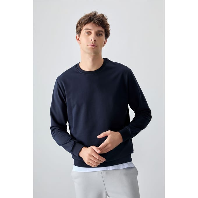 Heren Effen Rundhals Sweatshirt