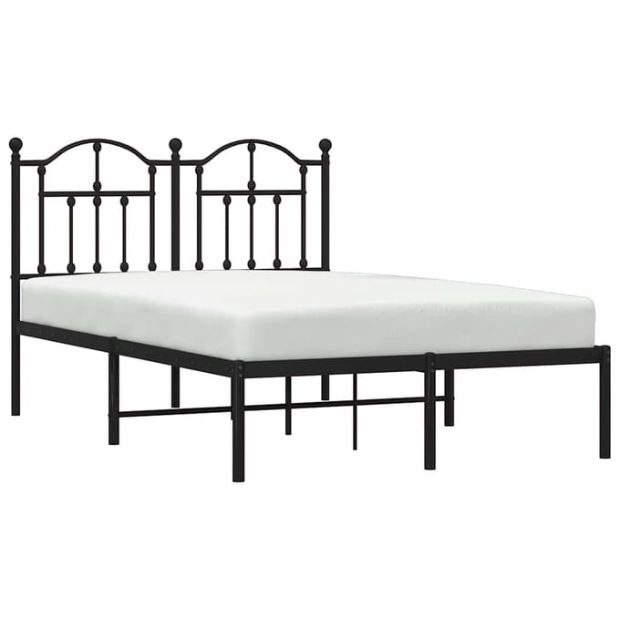 vidaXL - Bedframe - met - hoofdbord - metaal - zwart - 120x190 - cm