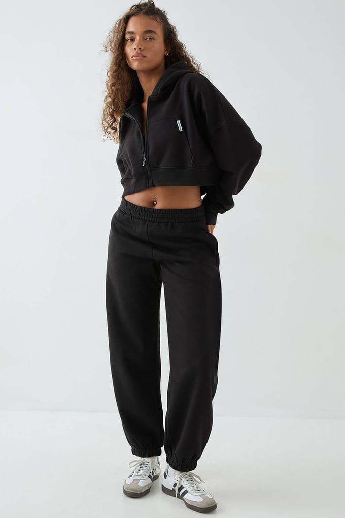 Dames Dsgn Studio Tall Oversized Joggingbroek Met Omgeslagen Zoom | Zwart | Maat: Medium