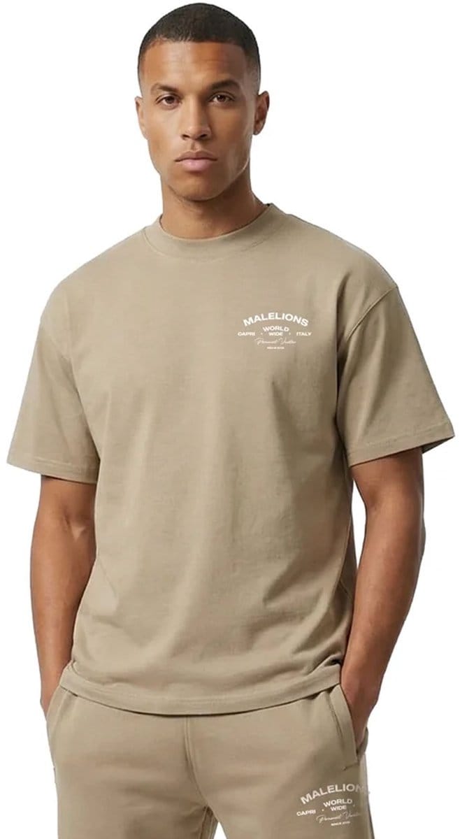 Malelions permanent vacation t-shirt in de kleur bruin.
