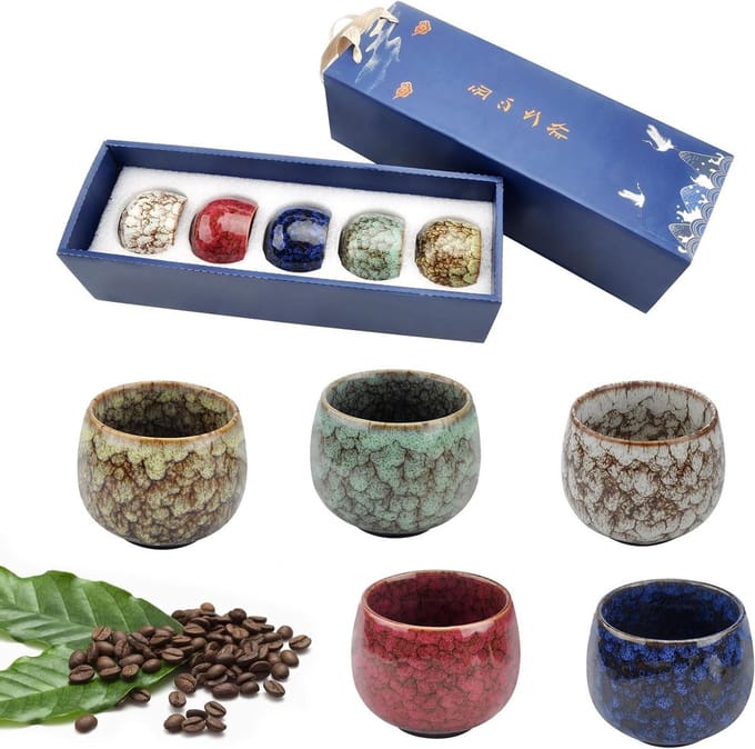 Set van 5 Espresso Kopjes van Steengoed, 130 ml - Perfect voor Espresso, Cappuccino en Thee
