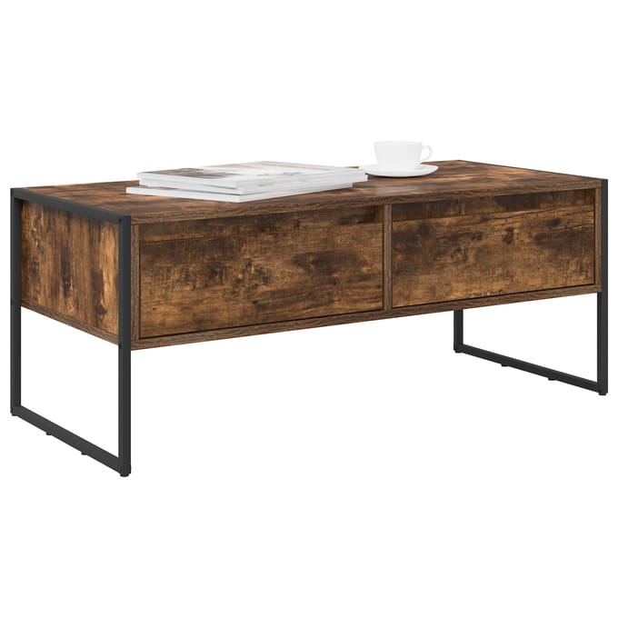 vidaXL - Salontafel - Rook - Eik - 100 - x - 46 - x - 40 - cm - Bewerkt - hout