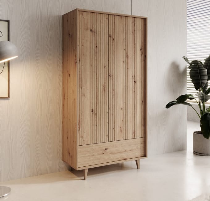Meubella - Kledingkast Fuzeta - Eiken - 92 cm