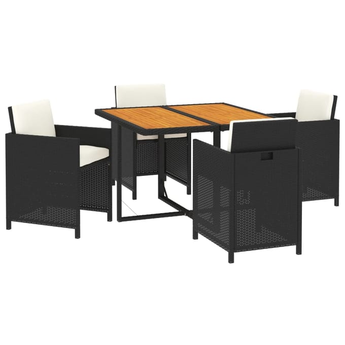 vidaXL - 5-delige - Tuinset - met - kussens - poly - rattan - zwart